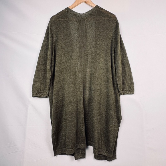 Talbots Womens Linen Open Front Cardigan Duster Sweater 3XL Petite Beach Office - Picture 4 of 11